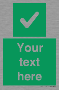 Custom green background, green square with tick sign